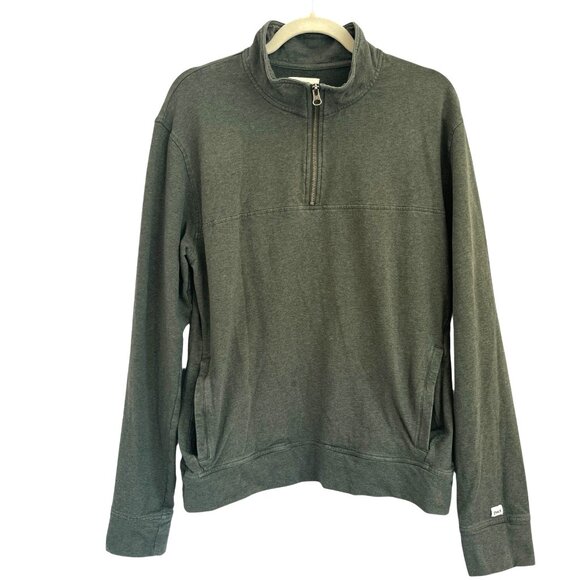 Pact Womens Organic Cotton 1/4 Zip Pullover Sweatshirt L Olive Green Sustainable - Picture 1 of 16